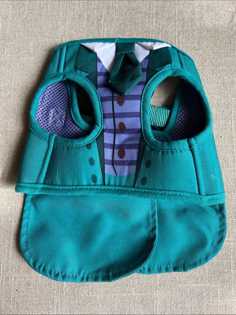 Disney Tails Haunted Mansion Cast Costume Teal & Purple Suit Dog Harness Vest